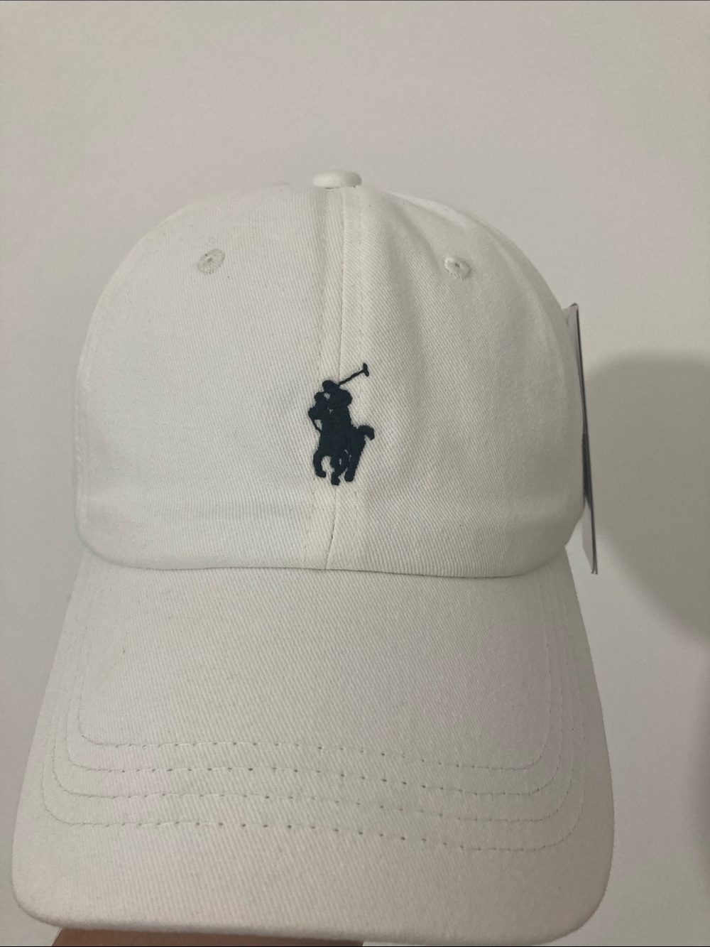 Ralph Lauren White Baseball Cap with Navy Polo Pony